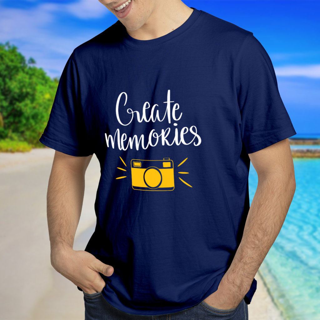 Unisex Cotton T Shirts | Create Memories | Round Neck Half Sleeve |Regular Fit